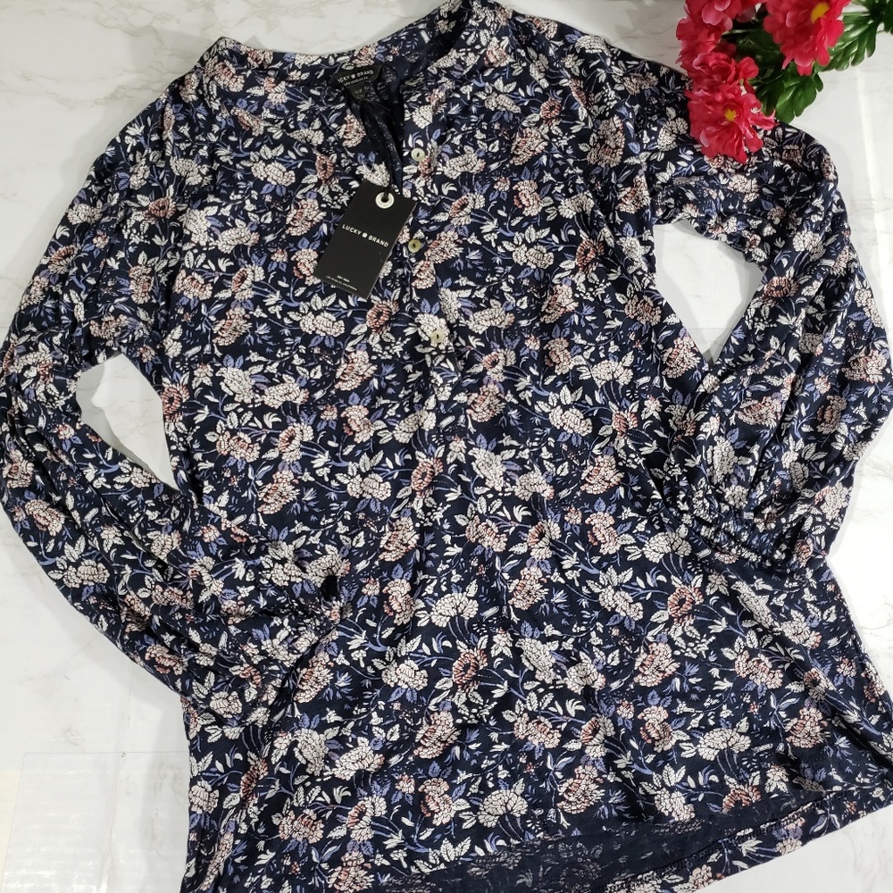 Lucky Brand Long Sleeve Floral Blouse New Small